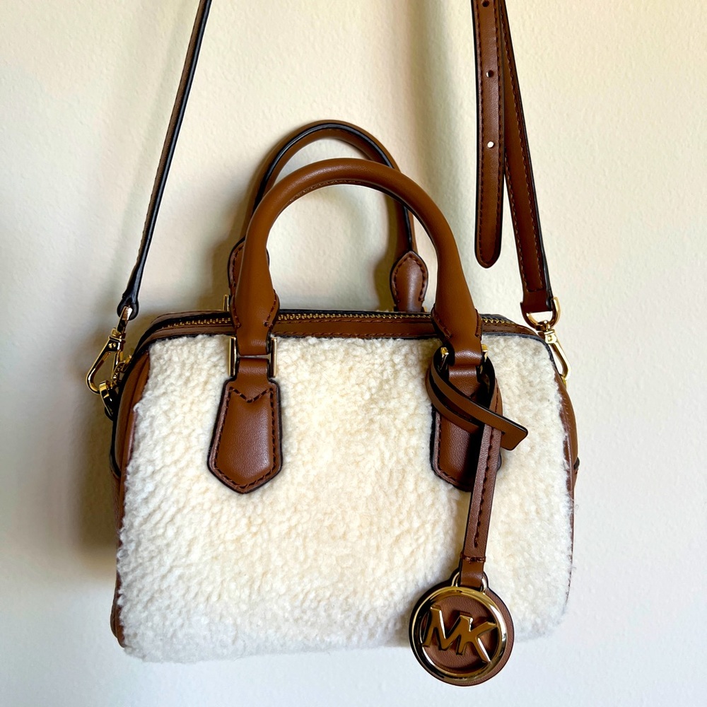 Michael Kors Faux Shearling mini Crossbody Bag | Brown